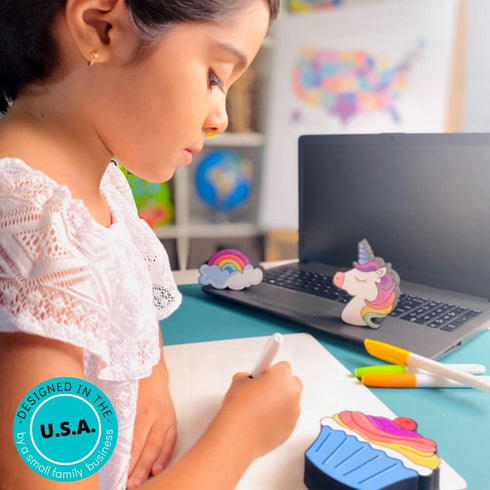 Magnetic Dry Erase Eraser Set for Whiteboard, 3 Pack Cute Design Unicorn, Cupcake and Rainbow