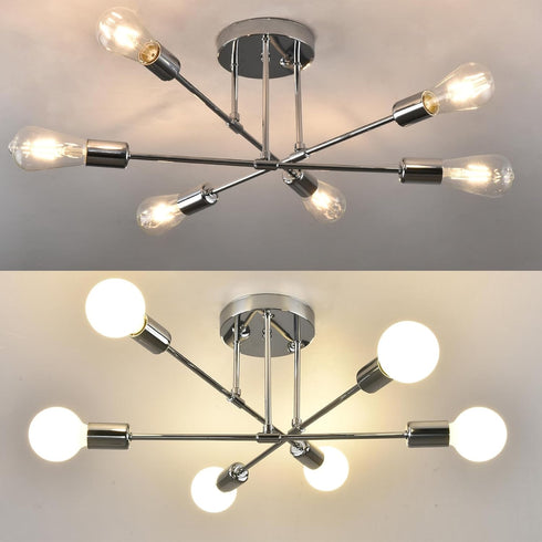 6 (8028-6C) Modern Ceiling Light Fixture, Sputnik Chandelier Lights, Mid Century Vintage Industrial Pendant Lighting