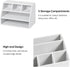 PU Leather Desk Organizer - Luxury Remote Control Holder for Home, Office Desk Accessories, Nightstand Organizer (White)
