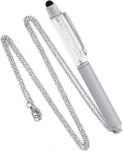 Baron-Jewelry Crystalline Stylus Pen Necklace with Crystals (Silver)