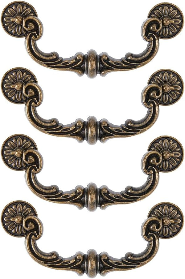 SUPERFINDINGS 4 Sets Vintage Bail Pull Handles 5.91" Hole Spacing Center Antique