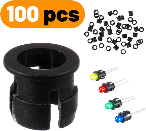 BOJACK 100 Pieces Black Plastic 5mm LED Holder LED Bezel Holder Light Emitting Diode Holder LED Light Mounting Holders on Panel by BOJACK