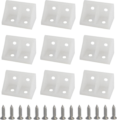 PDETVEO 20PCS 1.29" x 0.74" Plastic Corner Brackets with Screws, L Shape Right