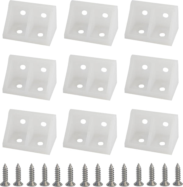 PDETVEO 20PCS 1.29" x 0.74" Plastic Corner Brackets with Screws, L Shape Right