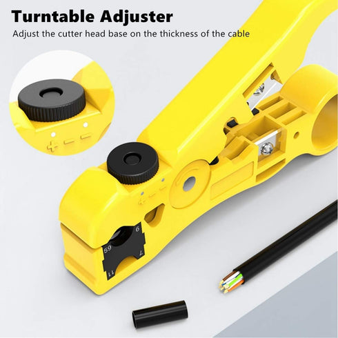 Yankok Universal Stripping and Cutting Tool - For Round and Flat STP UTP Cat5 Cat6 Cat7 Ethernet and Coaxial Cables