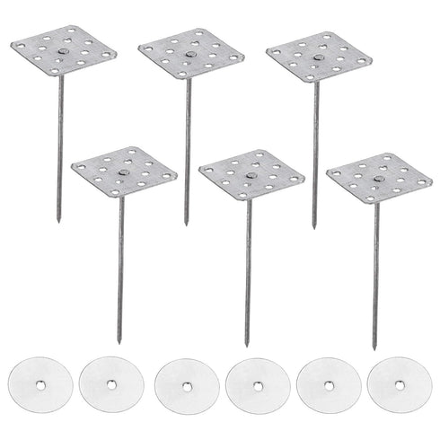 PATIKIL 2 Inch Perforated Insulation Pins with Round Washers, 80 Pack Aluminum Insulating Nails for Fixing Foam Boards