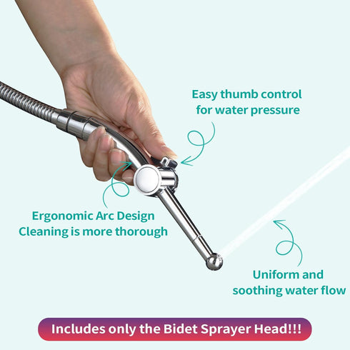 7 BARROCK Hand Held Bidet Sprayer for Toilet Shattaf Sprayer Replacement, Holes Handheld Jet Spraying Ergonomic Handle