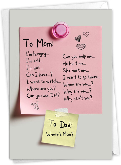 NobleWorks - Happy Mother's Day Card Funny with Envelope - Humor Greeting Notecard for Mom, Stepmom - Note To Mom