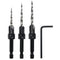 Countersink Drill Bit Set, 3Pcs M2 HSS Tapered Drill Bits with 1/4" Hex Shank and Allen Wrench