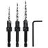 Countersink Drill Bit Set, 3Pcs M2 HSS Tapered Drill Bits with 1/4" Hex Shank and Allen Wrench
