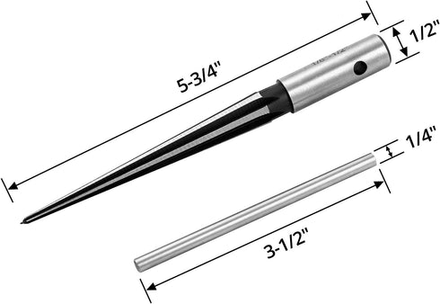 QWORK Tapered Straight Flute Handle Reamer - 1/8" - 1/2" T Handle Tool for Wood Plastic