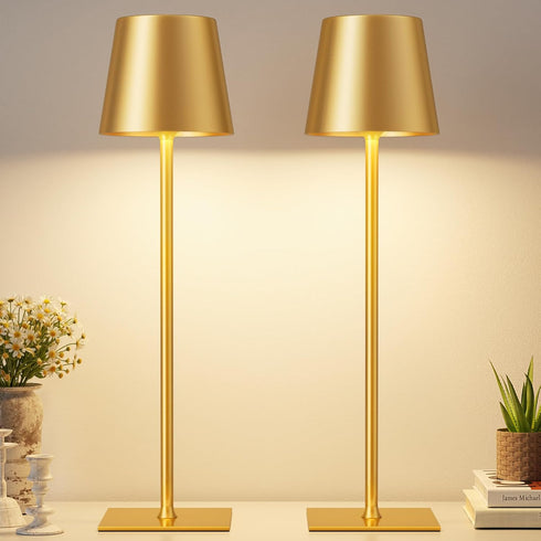 Gold Cordless Rechargeable Table Lamp, 2 Pack Portable Desk Lamp with 5000mAh