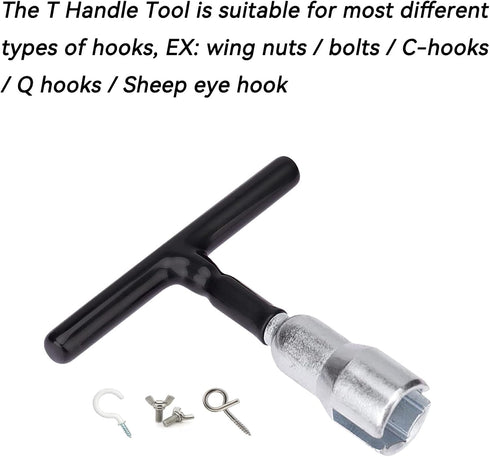 Wing Nut Tool, T Handle Driver for Eye Screws and Screw-in Hooks, Heavy Duty Metal Manual Installation