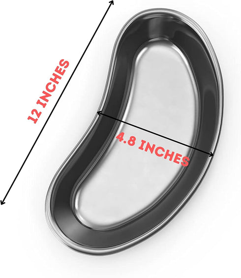 Kidney Tray Stainless Steel SS 304 X-Large Size 12 Inch, 1200 ml Kidney Shaped Emesis Basin Surgical Tray
