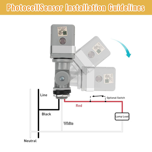 RAWILL 2-Pack 120VAC IP54 Photocell Sensor for Outdoor Lights, Dusk to Dawn Photocell Switch, Waterproof for Yard