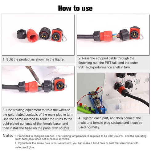 4 Pin Waterproof Industrial Solder Connector, Aviation Wire Connector for Automotive and Marine Electrical Connection