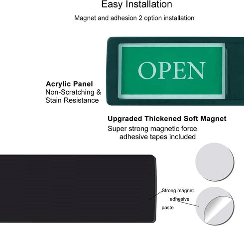 Open Closed Sign for Business Door, Privacy Slide Door Sign Indicator for Storefront, Restroom, Office, Restaurants