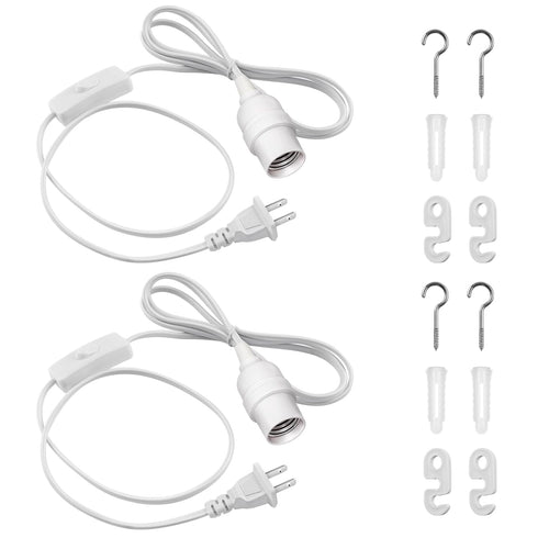 DiCUNO Hanging Lantern Extension Cord Cable, E26 Pendant Light Socket On Off