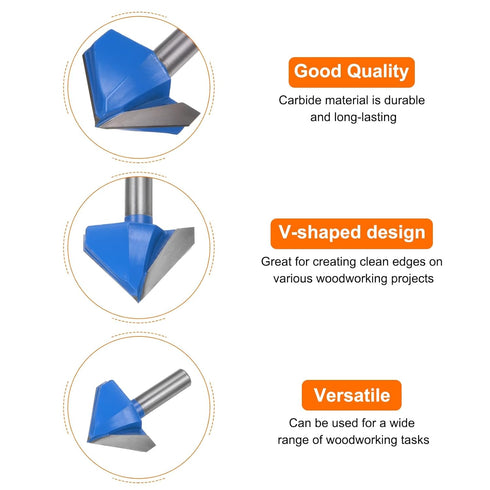Router Bits 2" Dia 1/2" Shank, 90 Degree V Type End Mill Carbide for Woodworking Carpentry Engraving Cutter Tools