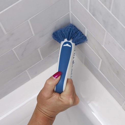 2-in-1 360-Degree Unger Grout and Corner Scrubber Brush Tool, Crevice Bathroom Cleaning Supplies for Showers, Door
