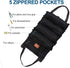Roll Up Tool Bag, 16OZ Canvas Wrench Pouch, Multi-Purpose Tool Roll with 5 Zippered Pockets, Black