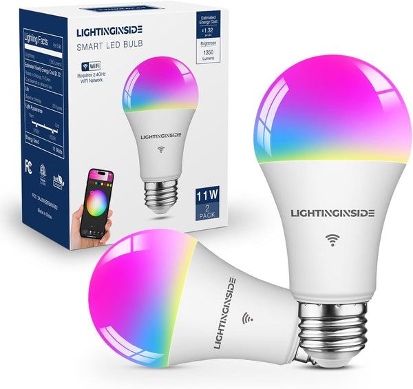 Smart Light Bulb 100W Equivalent, 1350lm 11W WiFi Smart Bulb Compatible with Alexa/Google Assistant, A19 E26
