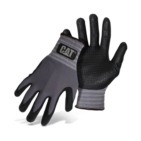 CAT CAT017419L Dipped and Dotted Nitrile Coated Palm Gloves Large, Safety Wear Gloves with Extended Knit Wrist. Protective Gear