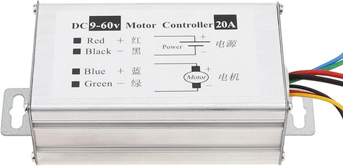 DC Motor Speed Controller Module, 20A 1200W Brush Motor Driver, PWM Monitor Dimmer with Switch and Knob, DC 9V-60V