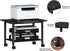 Lerliuo 2-Tier Under Desk Printer Stand, Industrial Mobile Printer Table with Storage Shelf and Steel Frame, Rolling