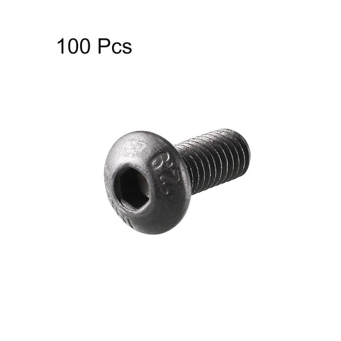uxcell M4 x 10mm Black Alloy Steel Hex Bolt Socket Head Cap Screws - 100 Pcs