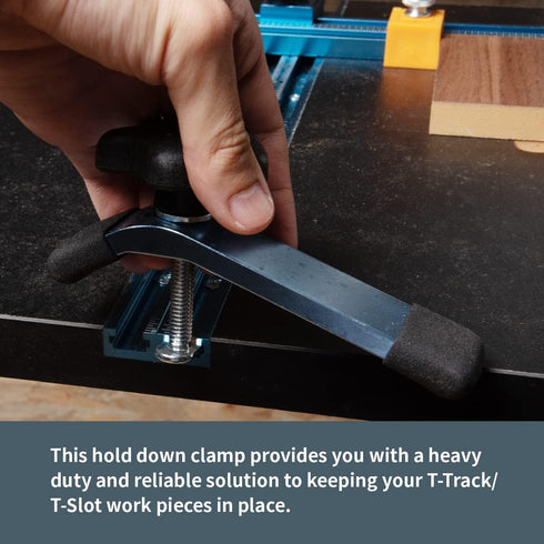 POWERTEC T-Track Hold Down Clamp, 71168, 5-1/2 L x 1-1/8 W, 2 Pack, Blue Black for Woodworking
