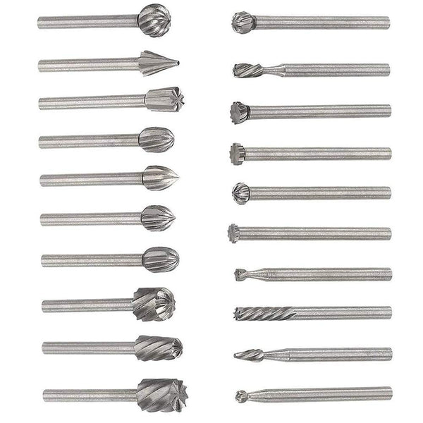 20pcs HSS Router Bits Burr, 1/8 Inch(3mm) Shank Rotary Tools Replacement Wood Milling Burrs for Woodworking