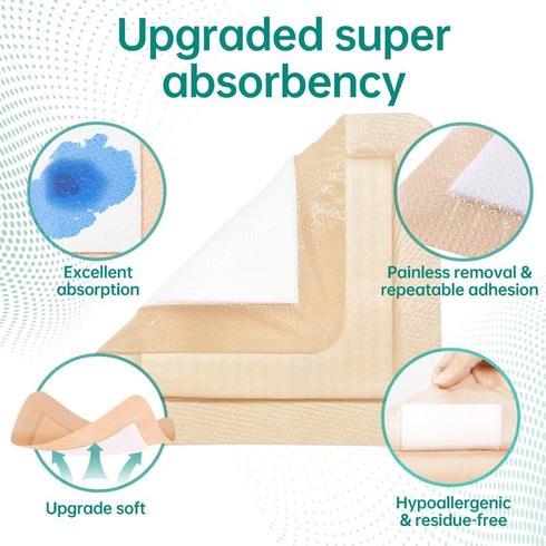 7"x7" (5"x5"pad) Ulcers,5 Pack Dimora Large Bandage Ultra Soft Wound Dressing - Bordered Silicone Adhesive Foam
