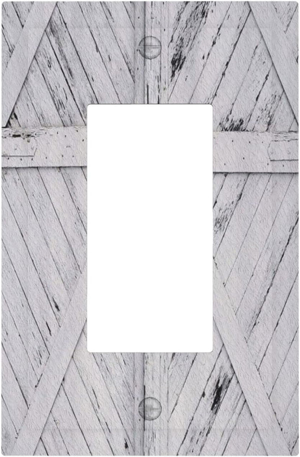 1 Gang Single Decorator/GFCI/Rocker Outlet Light Switch Wall Plate Cover - Rustic Vintage Wooden Decor