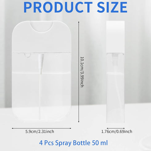 4 PCS Clear Spray Bottles, Portable Card Spray Bottles, 50 ML Refillable Plastic Perfume Atomizer Vials, Suitable Perfume, moisturizing water, hand sanitizer, mosquito repellent by Rimoev