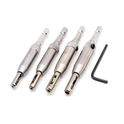 Self Centering Drill Bit Set, 4 PCS HSS Hinge Tapper Core Drill Bits, Woodworking Tools and Accessories