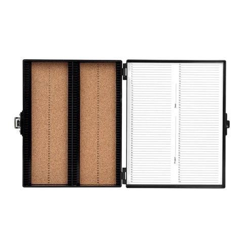 Heathrow Scientific HS15994G Premium Microscope Slide Box, 100-Place, Black, Cork, ABS, 208mm Length, 175mm Width, 34mm