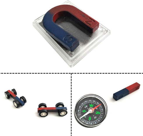 EUDAX Labs Junior Science Magnet Set for Education Science Experiment Tools Including Bar/Ring/Horseshoe/Compass Magnets