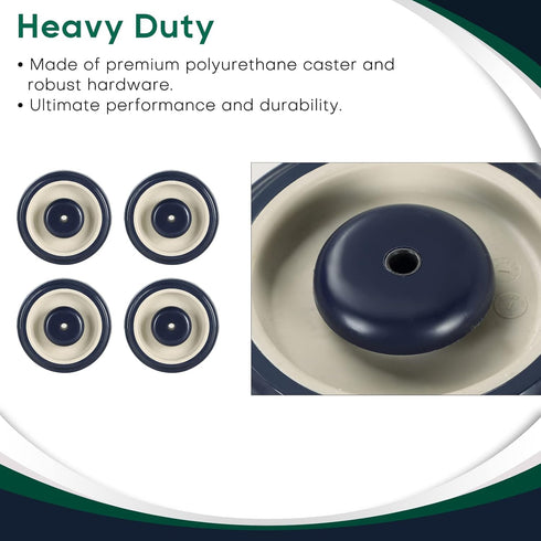 ATPEAM Shopping Cart Wheel Replacement Kit - 5" Polyurethane Wheels with Double Ball Bearing, Pack of 4