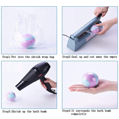 Round 300 PCS 4" x 6" Odorless PVC Clear Shrink Wrap Bags for Soaps, Bath Bombs, Gift Baskets