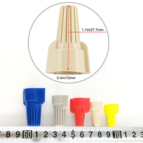 Tan Winged Electrical Wire End Connectors Caps, Bulk 500 Pack Small Twist-on Nuts for 22-8 AWG