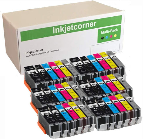Inkjetcorner Compatible Ink Cartridges for PGI-250XL CLI-251XL, 36 Pack for iP8720 MG7520 MG6320 MG7120