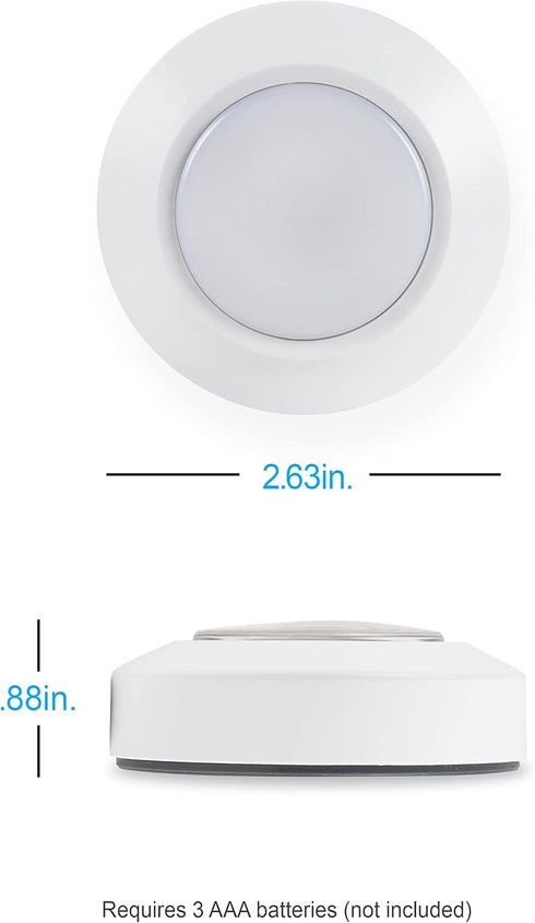 Closet, 55219 GE Round Mini Touch Light, Battery Operated, White, Push On/Off, Wireless, Emergency Lighting, Hurricane