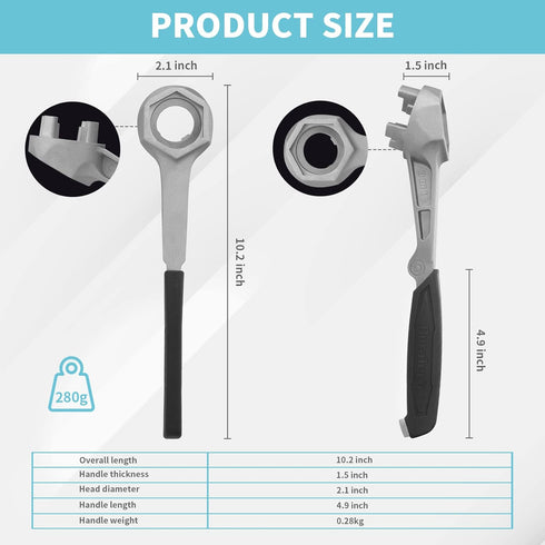 DURATECH Aluminum Drum Wrench, 3-in-1 Bung Wrench, Barrel Opener Tool for Opening 10 15 20 30 55 Gallon Drum, Fits 2" and 3/4" Plastic Bung Cap by DURATECH