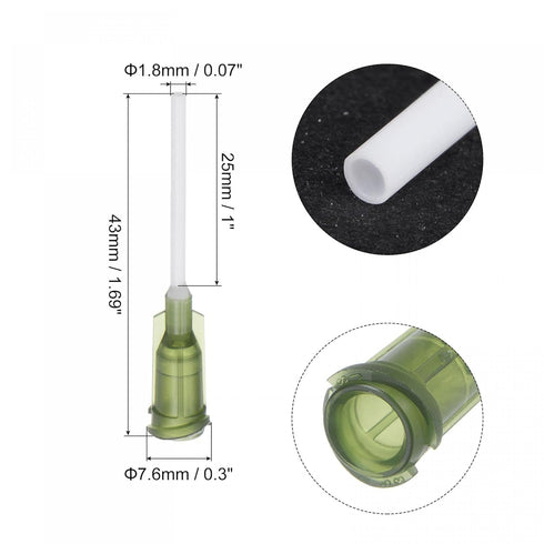 uxcell 20 Pcs 14G Plastic Dispensing Needles, 1" PP Glue Needle Tube Blunt Luer Lock Tips with PP Flexible Needle for Liquid Glue Gun, Olive