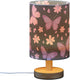 ALAZA Bedside Table Lamp for Bedroom Pink Purple Butterfly Nightstand LED Light Lamps with USB Port Linen Fabric Shade