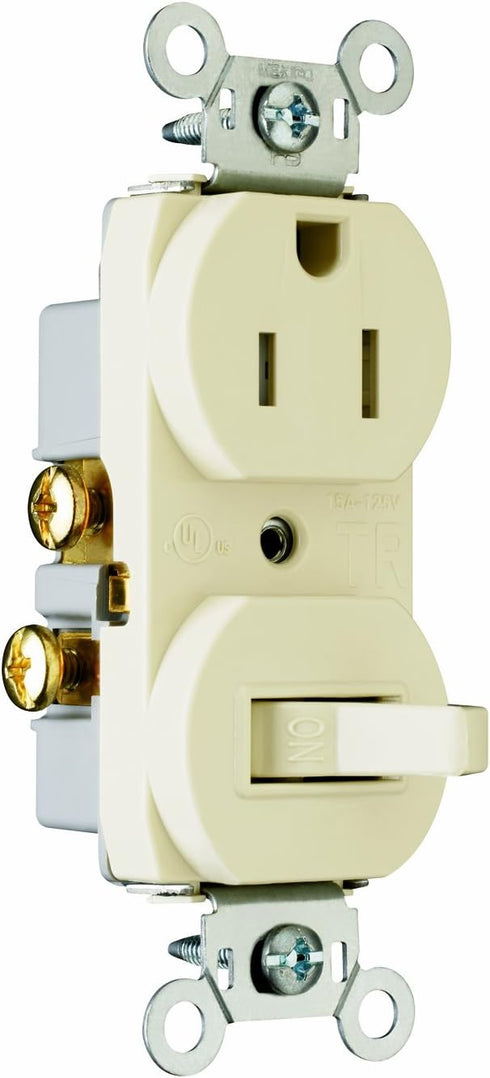 Legrand Pass & Seymour 691TRLACC6 Combination Switch, 15 Amp 120/125V Single Pole Toggle Switch and Tamper Resistant