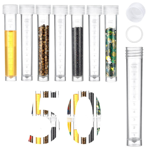 50PCS 10ml Plastic Small Vials with Screw Caps, Cryotubes, PP Material, Free from DNase, RNase