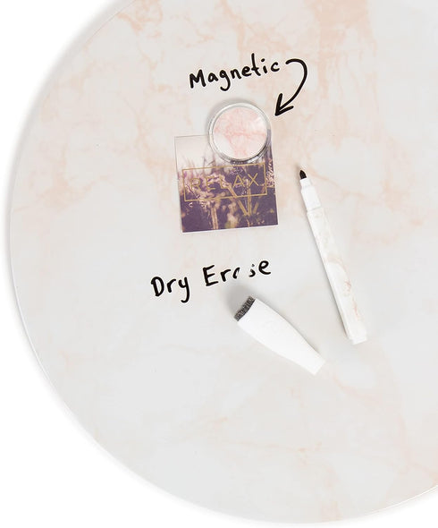 U Brands Magnetic Round Coral Marble Dry Erase Board, Includes Marker, 12” Diameter by U Brands