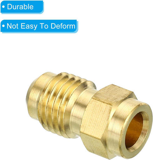 PATIKIL 4 Pack 1/4 SAE Male Thread Brass Flare Tube Fitting, Pipe Adapter Connector for Plumbing HVAC Air Conditioner